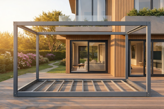 Placeholder 1: Ubloc reference steel frame or finished concept; proposed 12 x 20 ft configuration not depicted to scale